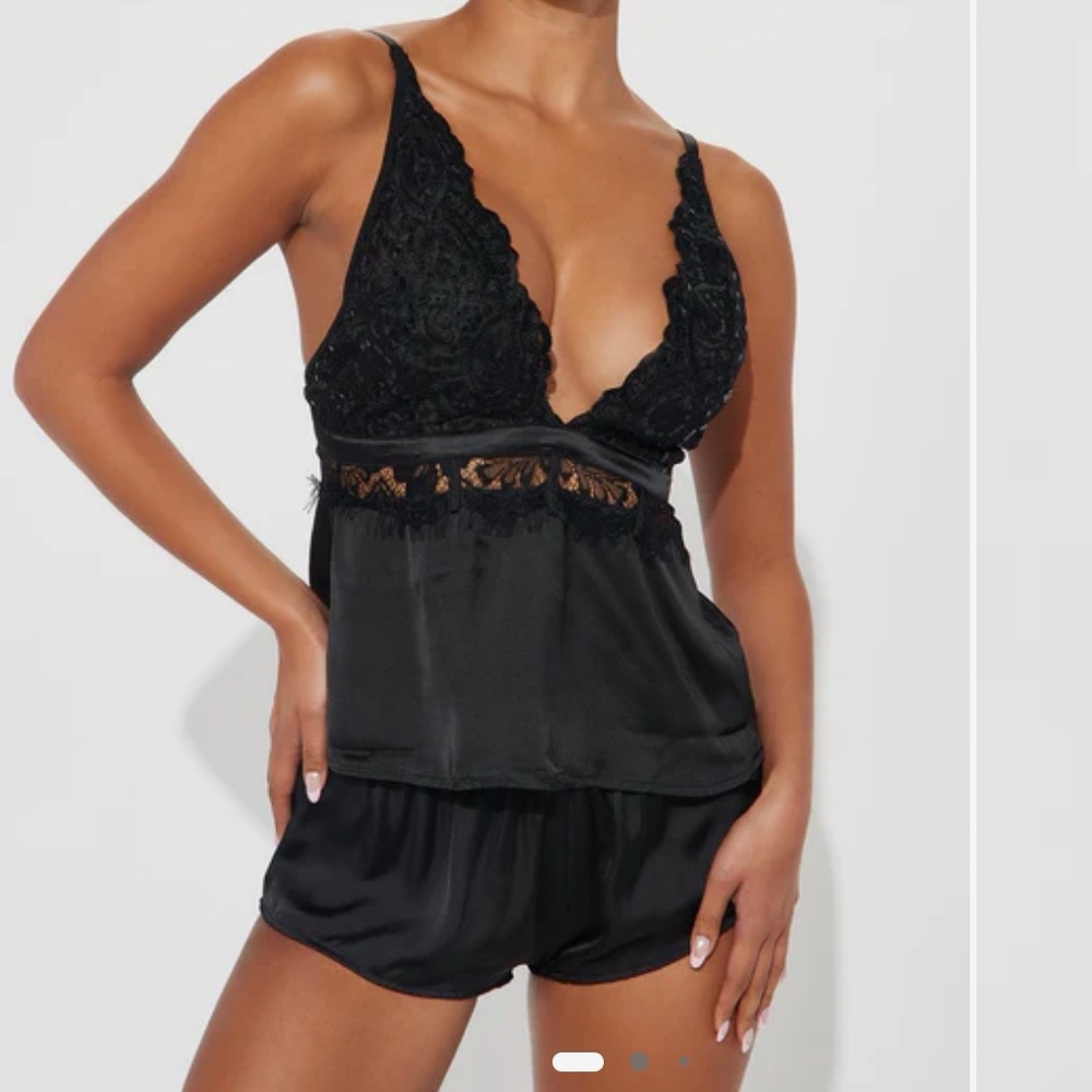 Black Satin Cami & Short Set | 2-Piece Set